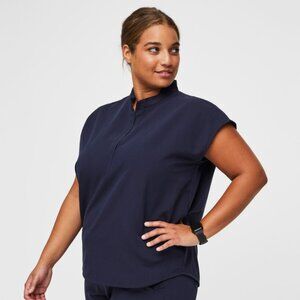 Figs Plus Size Rafaela Oversized Scrub Top, Navy